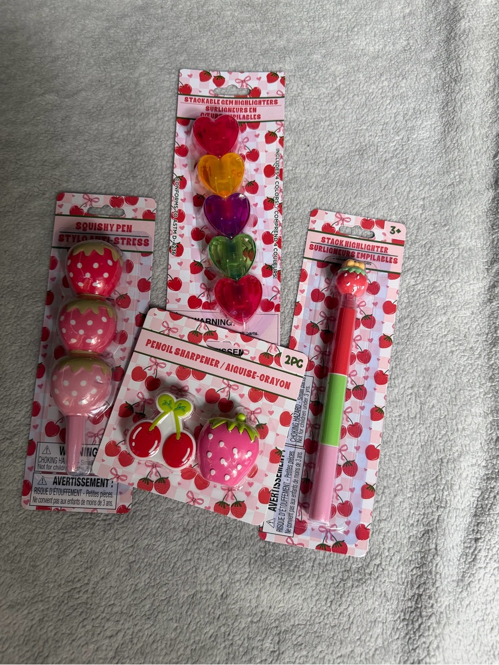 Kids Cherry & Strawberry Stationery Set - Pink